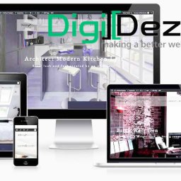 Digi Dezine web designer logo over website screenshot