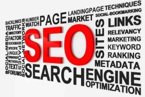 Image of text showing SEO and search engine optimization